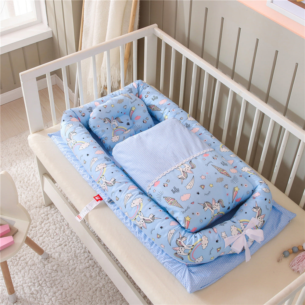 Crib Anti-pressure Newborn Foldable Portable Crib Middle Bed Baby Infant Mattress Travel Bed