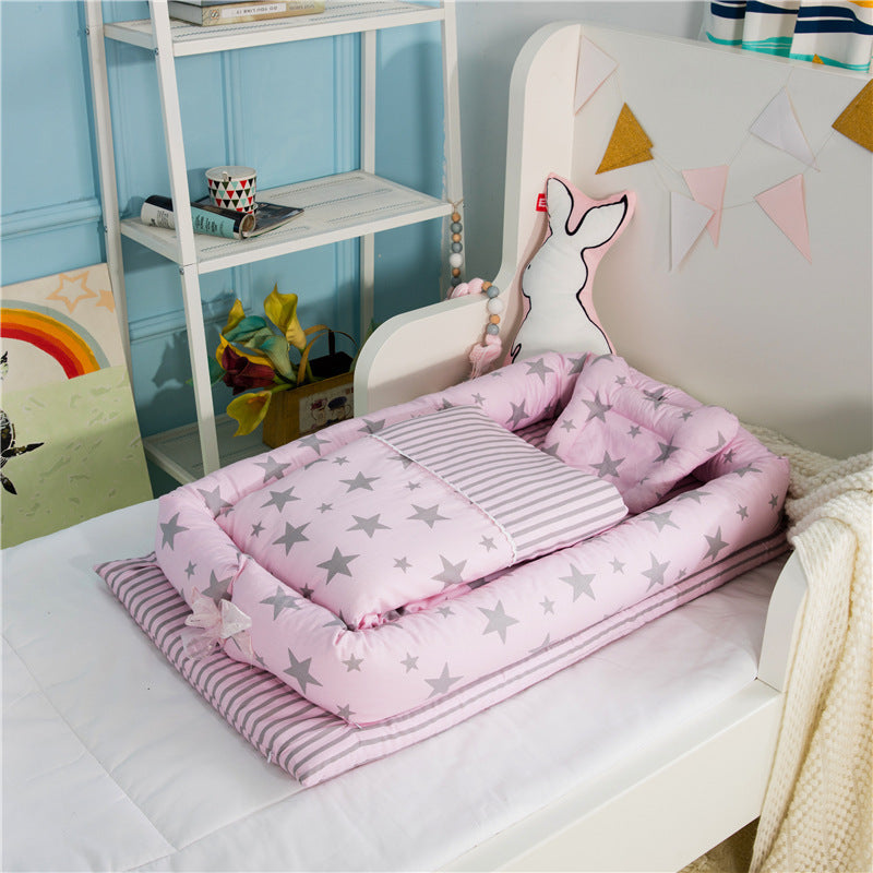 Crib Anti-pressure Newborn Foldable Portable Crib Middle Bed Baby Infant Mattress Travel Bed