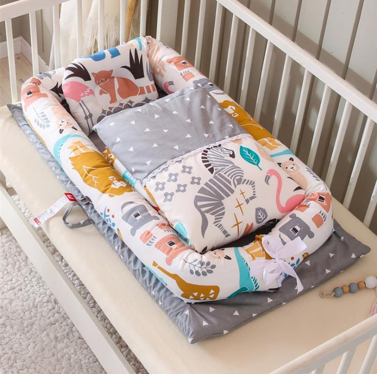 Crib Anti-pressure Newborn Foldable Portable Crib Middle Bed Baby Infant Mattress Travel Bed