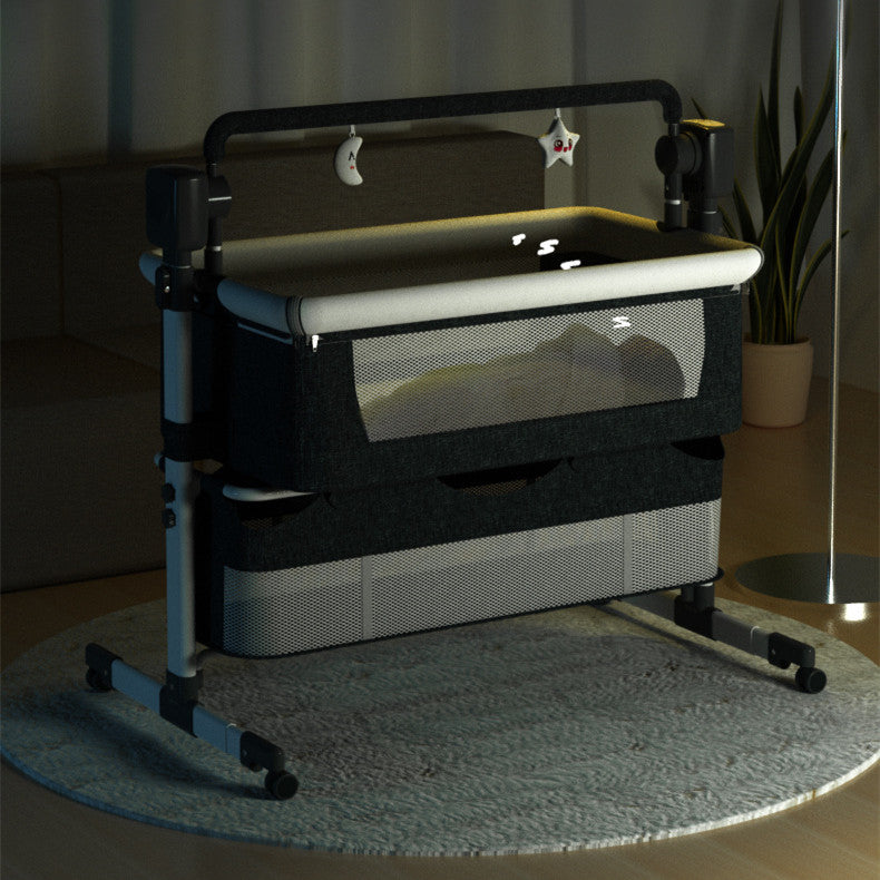 Portable, electric adjustable baby beside bed