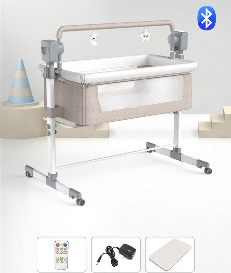 Portable, electric adjustable baby beside bed