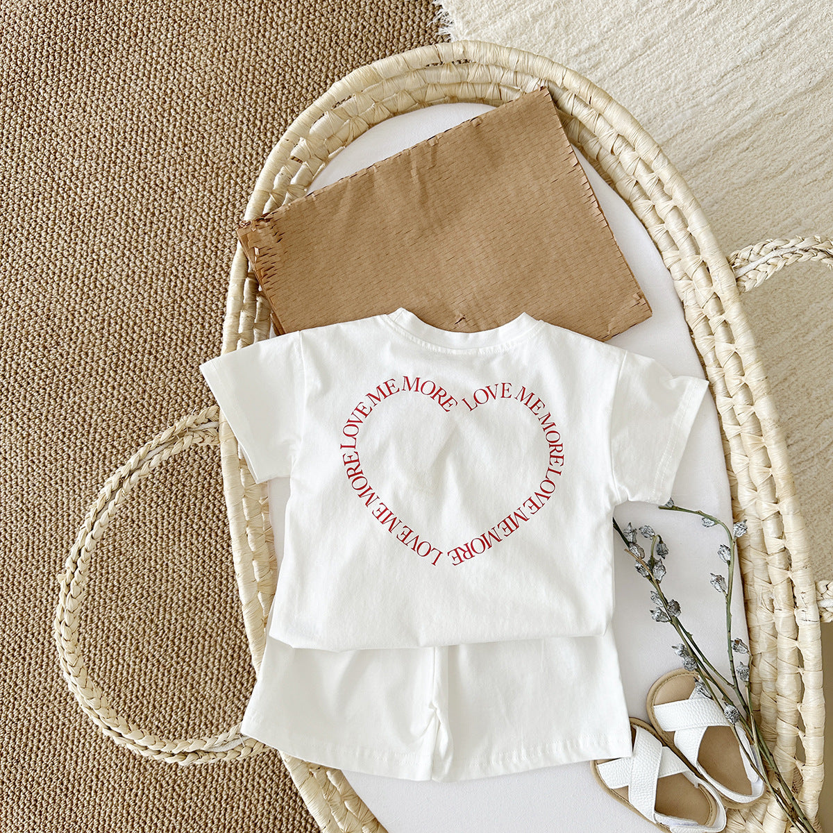 Heart Printing Short Sleeve Suit