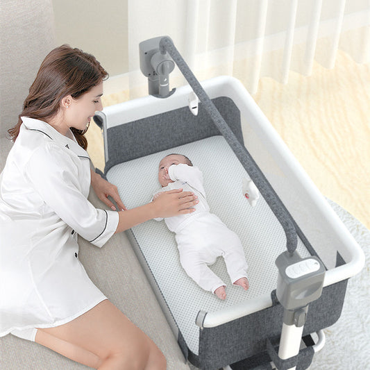 Portable, electric adjustable baby beside bed