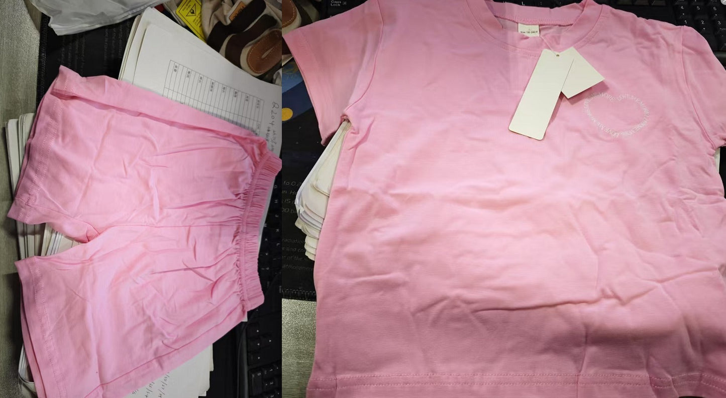 Heart Printing Short Sleeve Suit