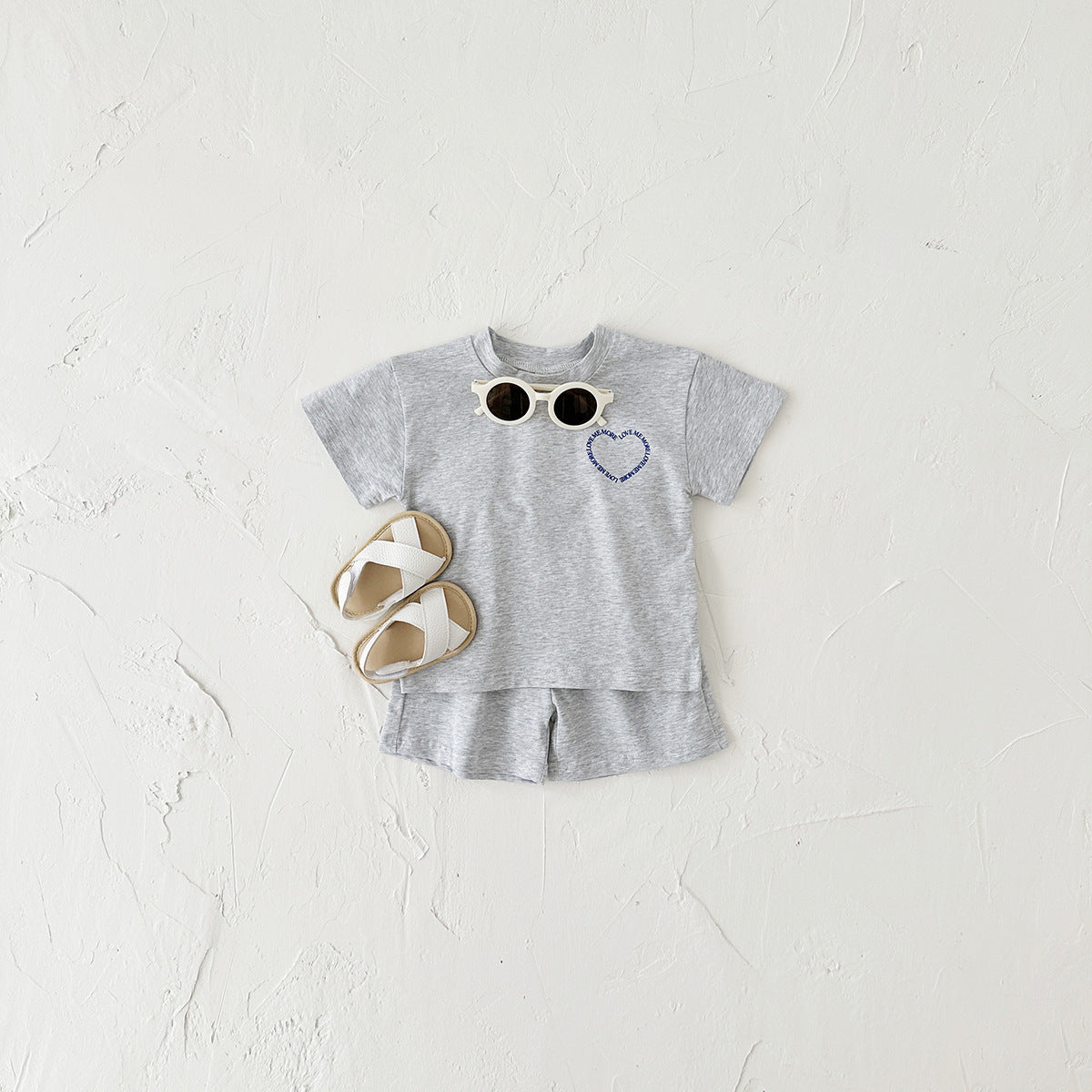 Heart Printing Short Sleeve Suit