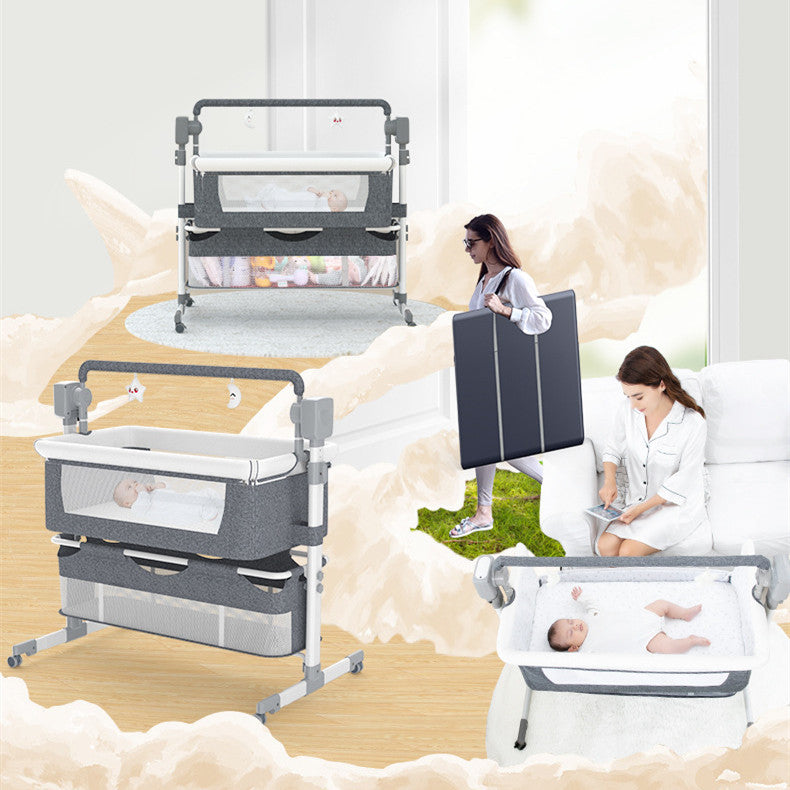 Portable, electric adjustable baby beside bed