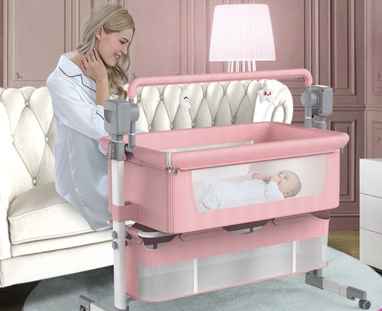Portable, electric adjustable baby beside bed