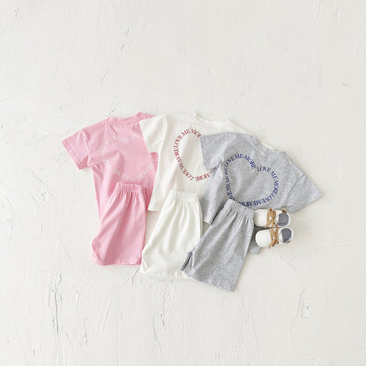 Heart Printing Short Sleeve Suit